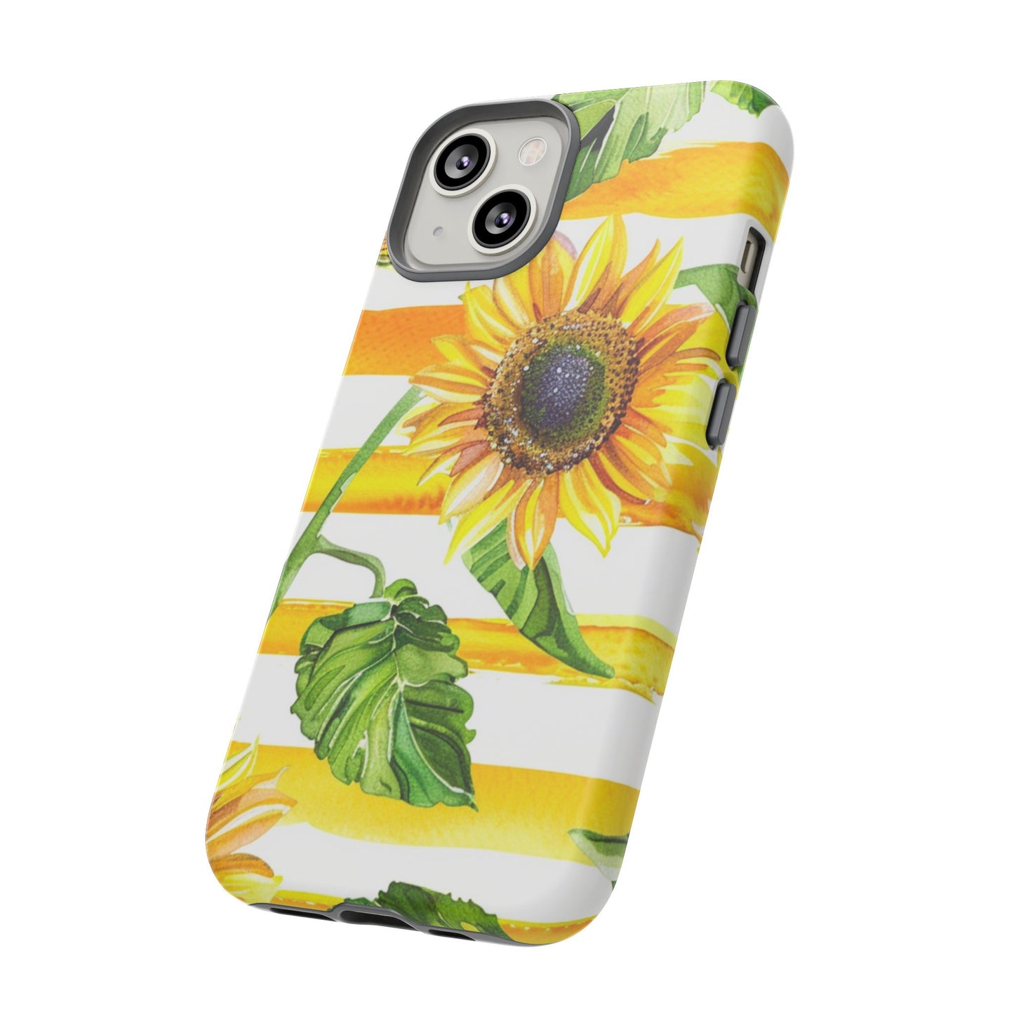 Sunflower Stripes Phone Case - Bright Floral Tough Case