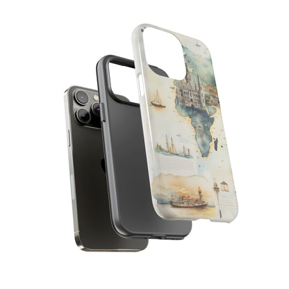Hard Phone Case — Watercolor Fantasy Map Castle Design