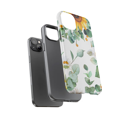 Sunflower & Eucalyptus Tough Phone Case — Protective Floral iPhone Case