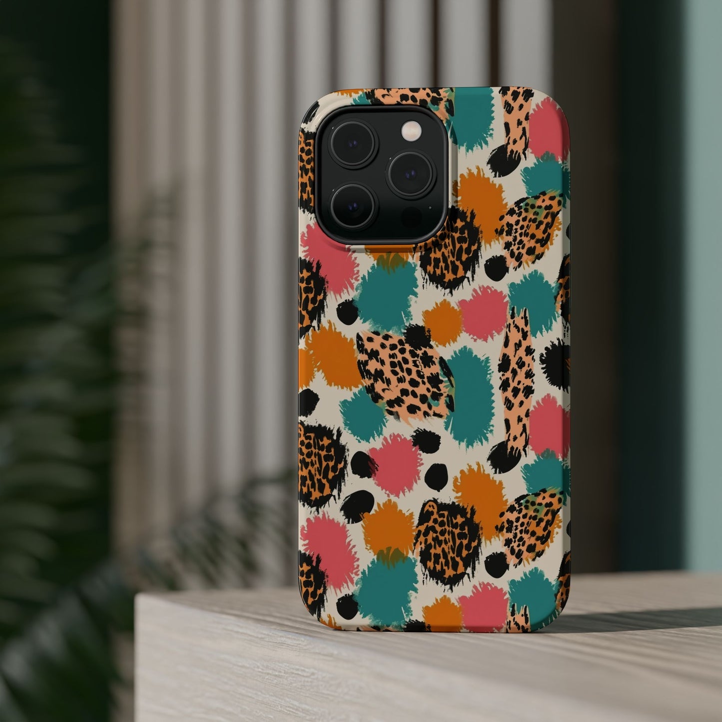 Leopard Splash Magnetic Impact Phone Case — Colorful Abstract Animal Print