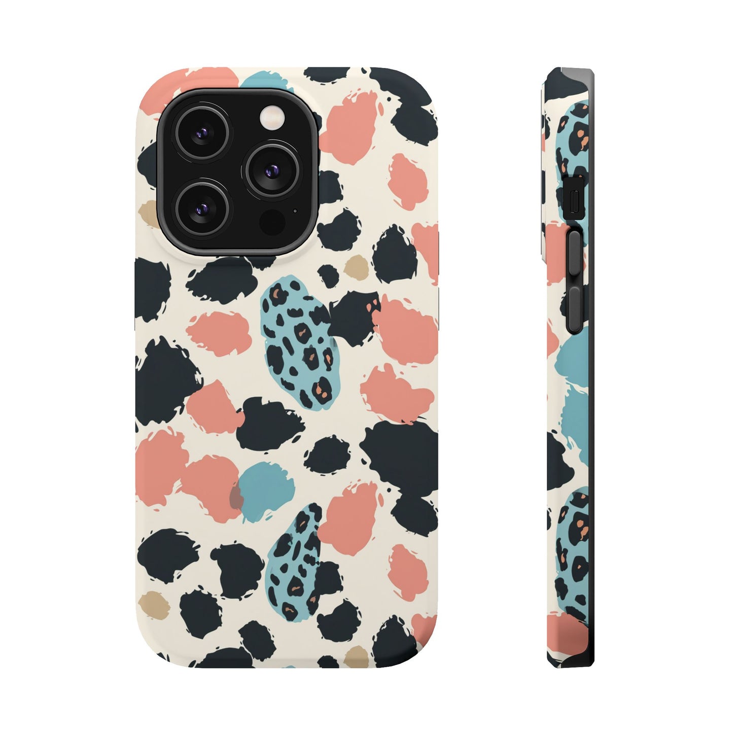 Leopard Splash Magnetic Impact Phone Case — Teal & Coral Animal Print