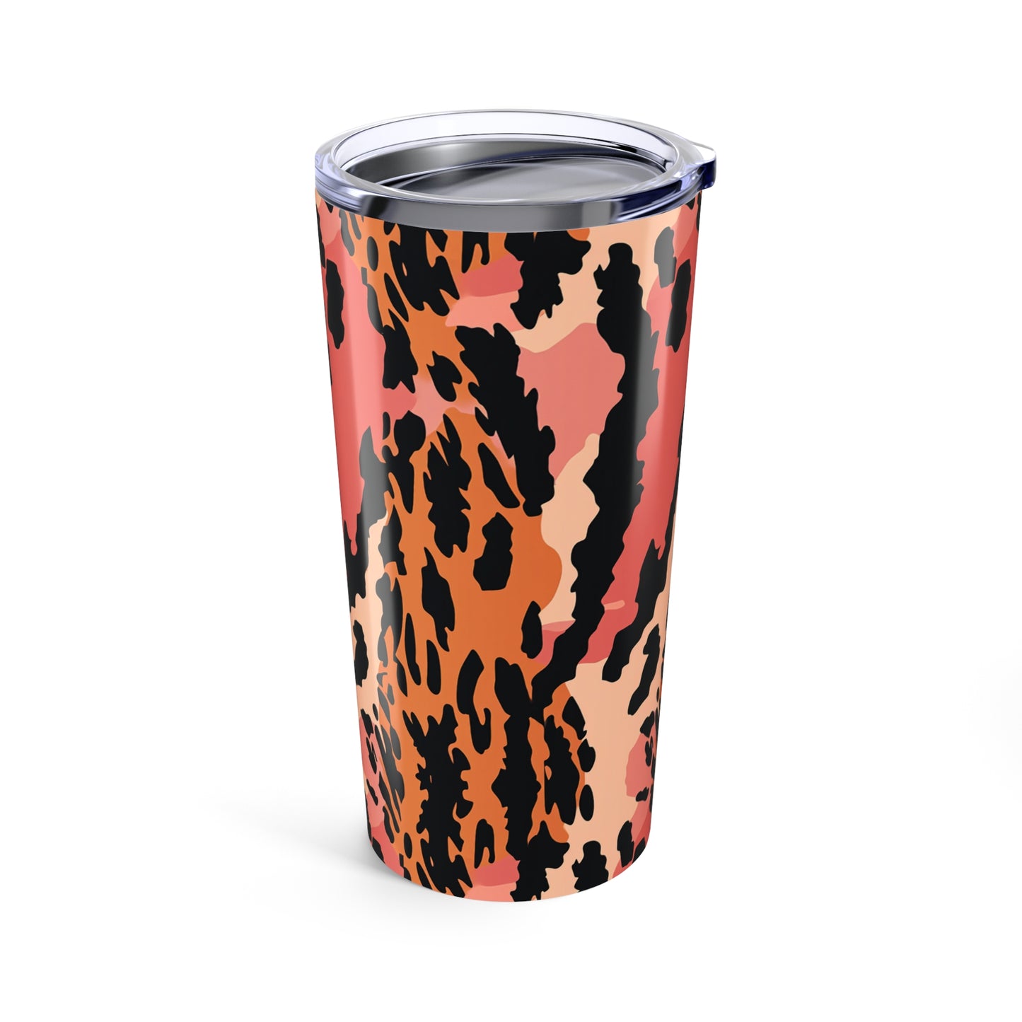 20oz Leopard Print Tumbler – Pink Orange Animal Print Travel Cup