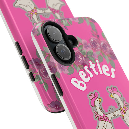 Colorful Floral Besties Phone Case, Tough Mobile Cover for Best Friends, Cute Gift for Friendship Day, Unique Cell Phone Protection
