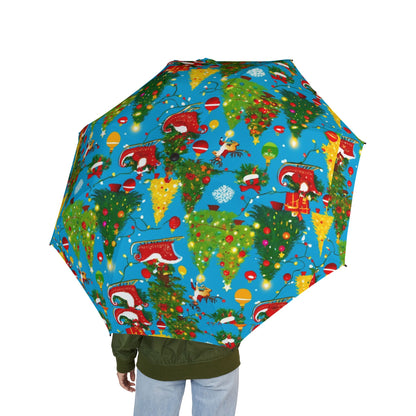 Festive Christmas Umbrella, Holiday Foldable Umbrella, Cute Rain Gear, Gift for Her, Waterproof Umbrella with Bow Design,Christmas holiday