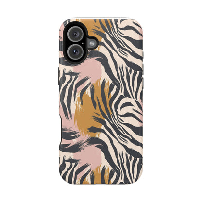 Zebra Brushstroke Magnetic Impact Phone Case,Africa Pattern