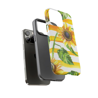 Sunflower Stripes Phone Case - Bright Floral Tough Case