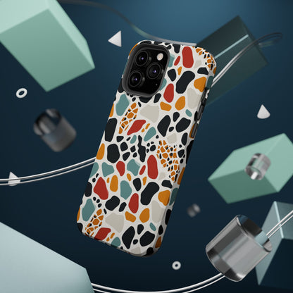 Terrazzo Pattern Magnetic Impact Phone Case — Colorful Retro Pebble Design