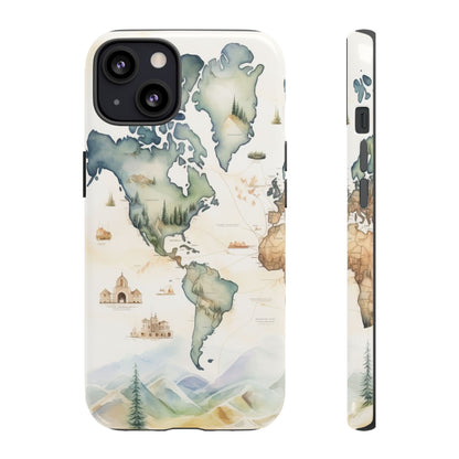 Hard Phone Case — Watercolor Fantasy Map Castle Design