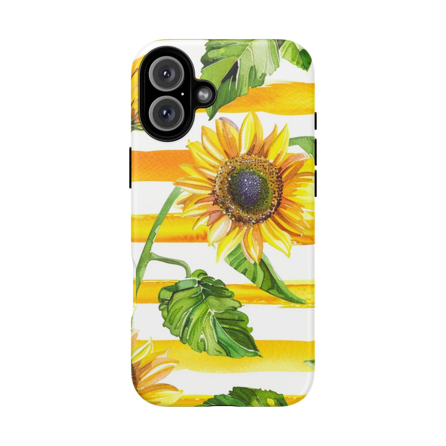 Sunflower Stripes Phone Case - Bright Floral Tough Case