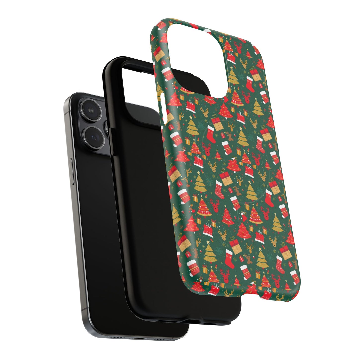 Christmas Tough Magnetic Phone Case | Festive Holiday Accessory | Cute Santa & Tree Design, Gift for Him/Her, Seasonal Tech