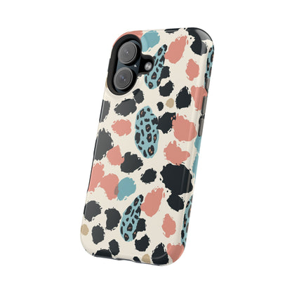 Leopard Splash Magnetic Impact Phone Case — Teal & Coral Animal Print