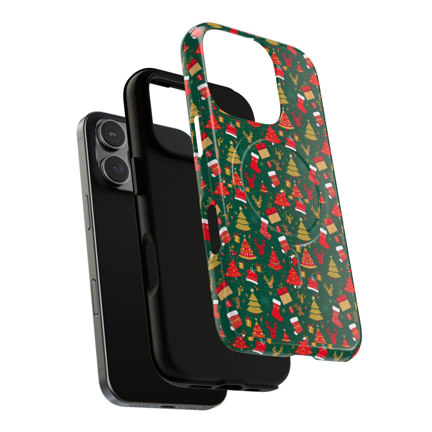 Christmas Tough Magnetic Phone Case | Festive Holiday Accessory | Cute Santa & Tree Design, Gift for Him/Her, Seasonal Tech