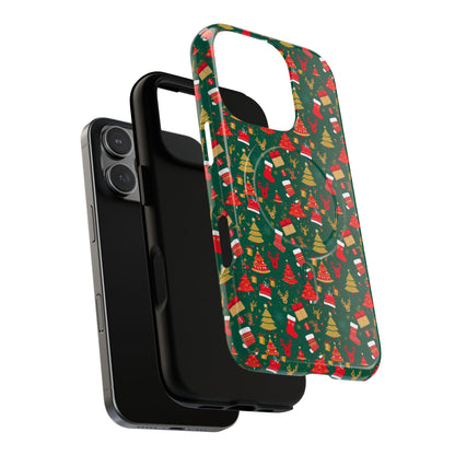 Christmas Tough Magnetic Phone Case | Festive Holiday Accessory | Cute Santa & Tree Design, Gift for Him/Her, Seasonal Tech