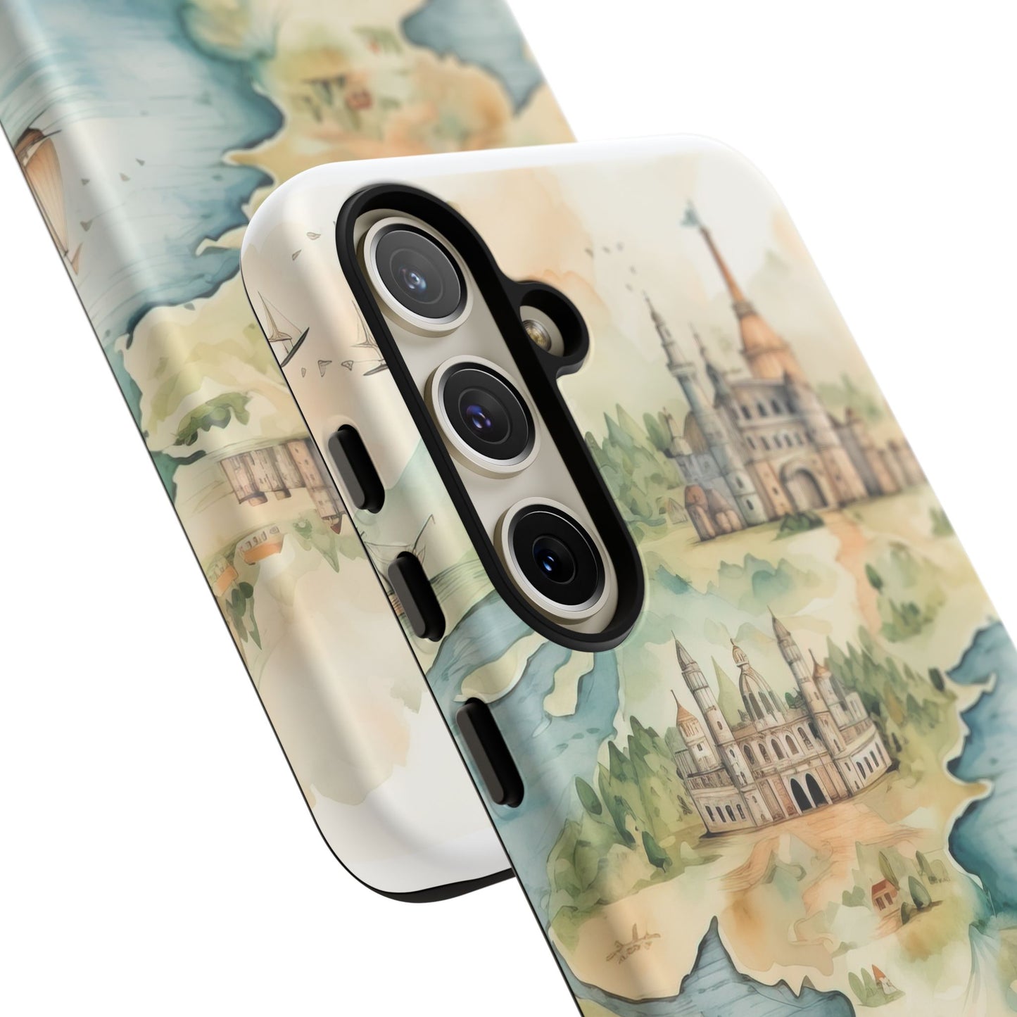 Hard Phone Case — Watercolor Fantasy Map Castle Design