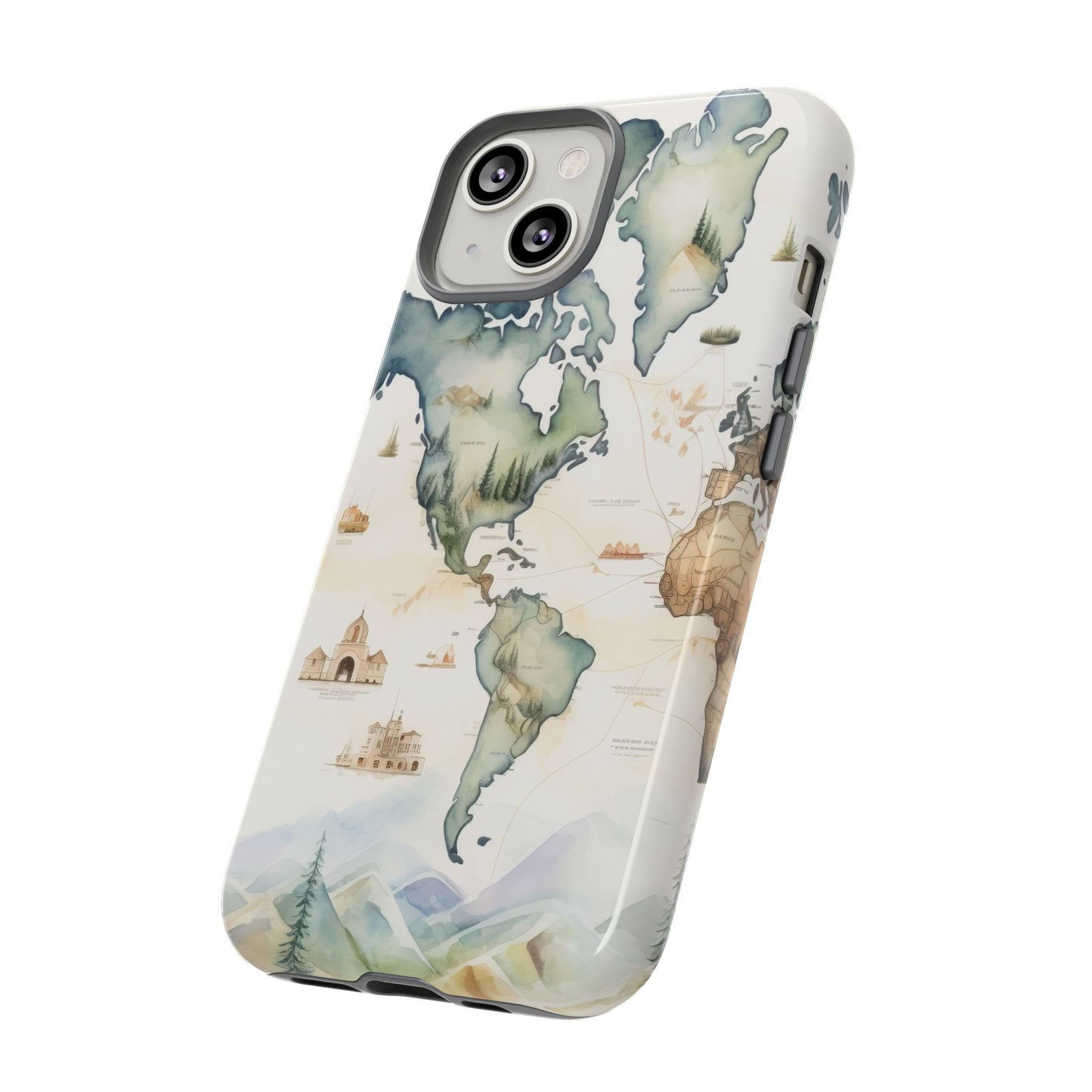 Hard Phone Case — Watercolor Fantasy Map Castle Design