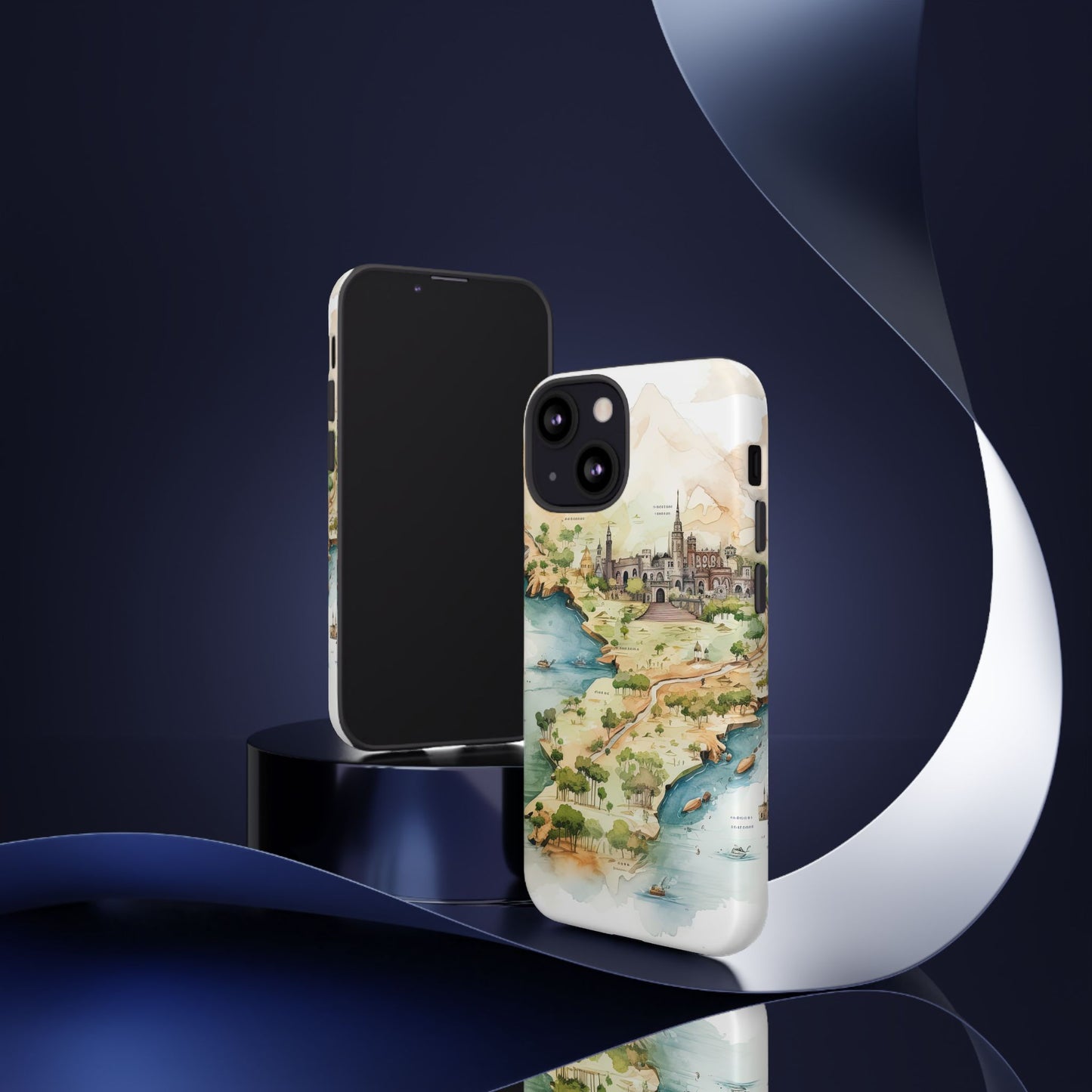 Hard Phone Case — Watercolor Fantasy Map Castle Design
