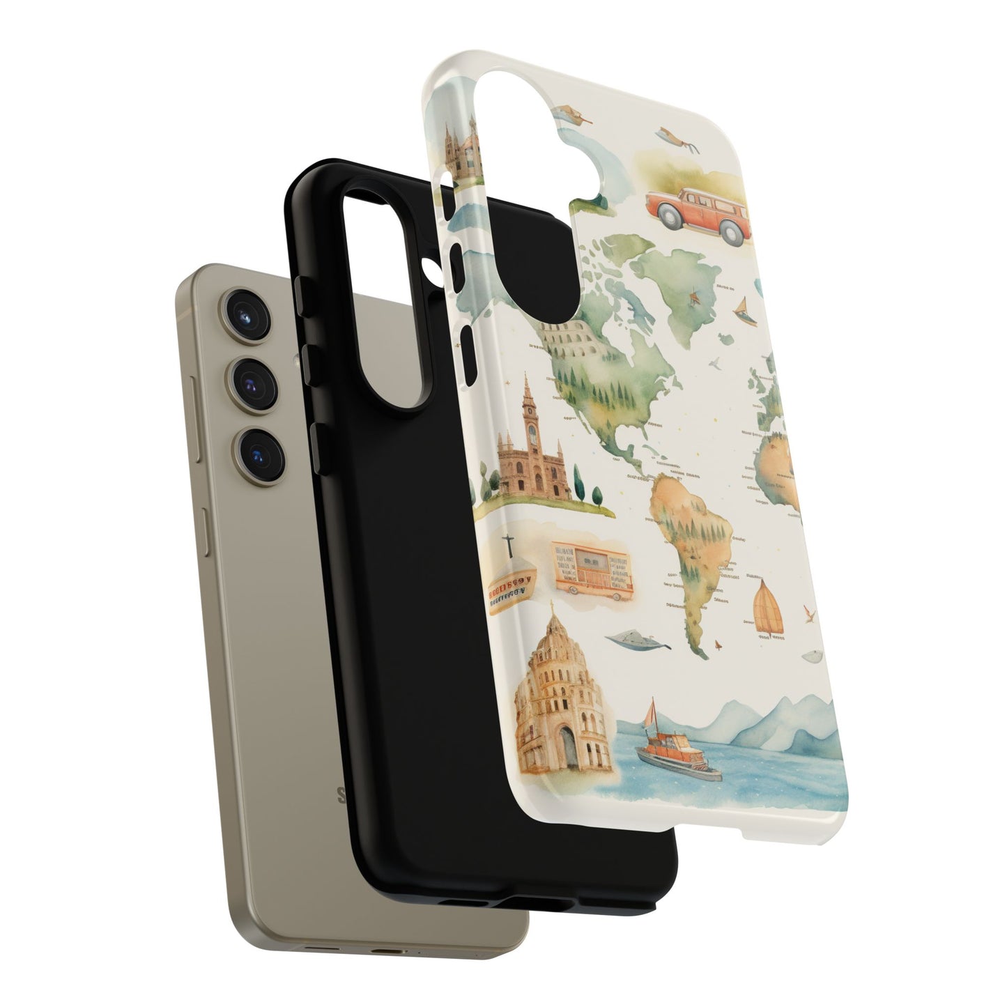 Hard Phone Case — Watercolor Fantasy Map Castle Design