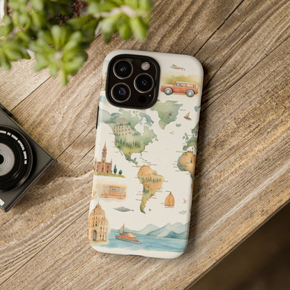 Hard Phone Case — Watercolor Fantasy Map Castle Design