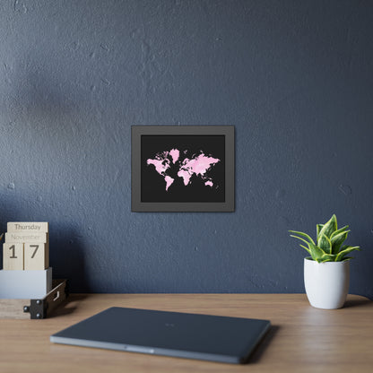 Pink Watercolor World Map Framed Poster,Coquette Poster