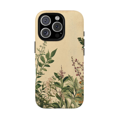 Floral Vintage Tough Case – Botanical Protective Phone Cover,Plants Lovers