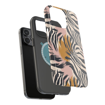 Zebra Brushstroke Magnetic Impact Phone Case,Africa Pattern