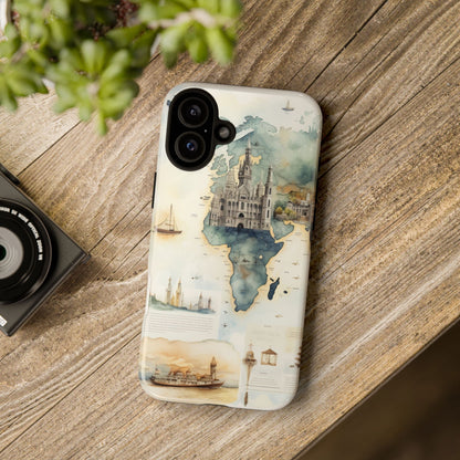 Hard Phone Case — Watercolor Fantasy Map Castle Design