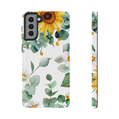 Sunflower & Eucalyptus Tough Phone Case — Protective Floral iPhone Case