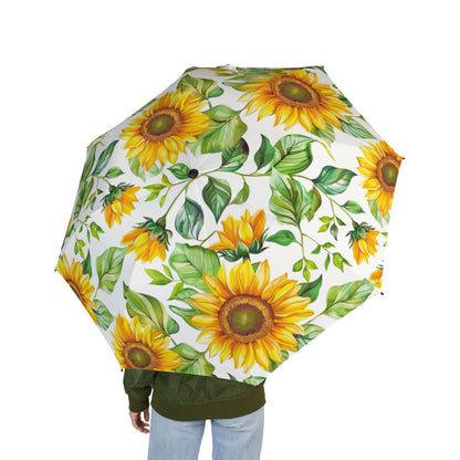 Sunflower Foldable Umbrella — Semi-Automatic Compact Rain Parasol
