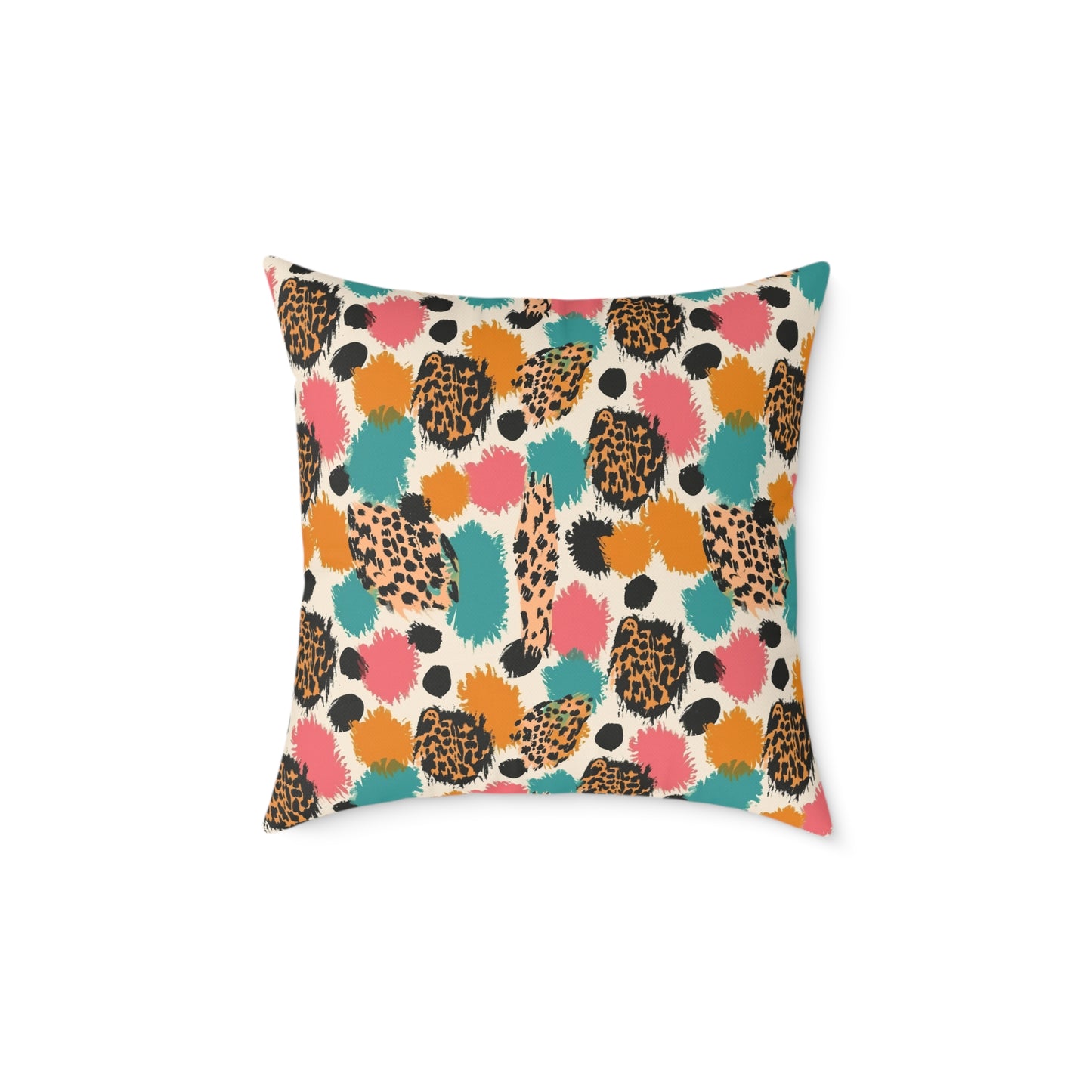 Leopard Spot Abstract Throw Pillow — Colorful Modern Animal Print Cushion