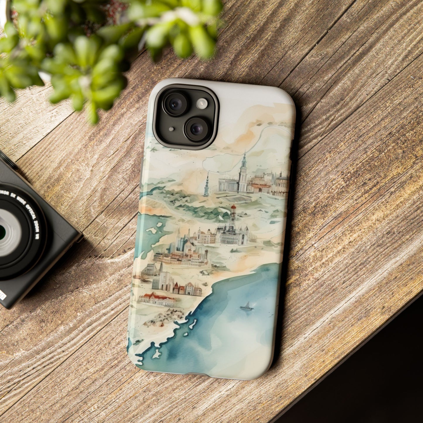 Hard Phone Case — Watercolor Fantasy Map Castle Design