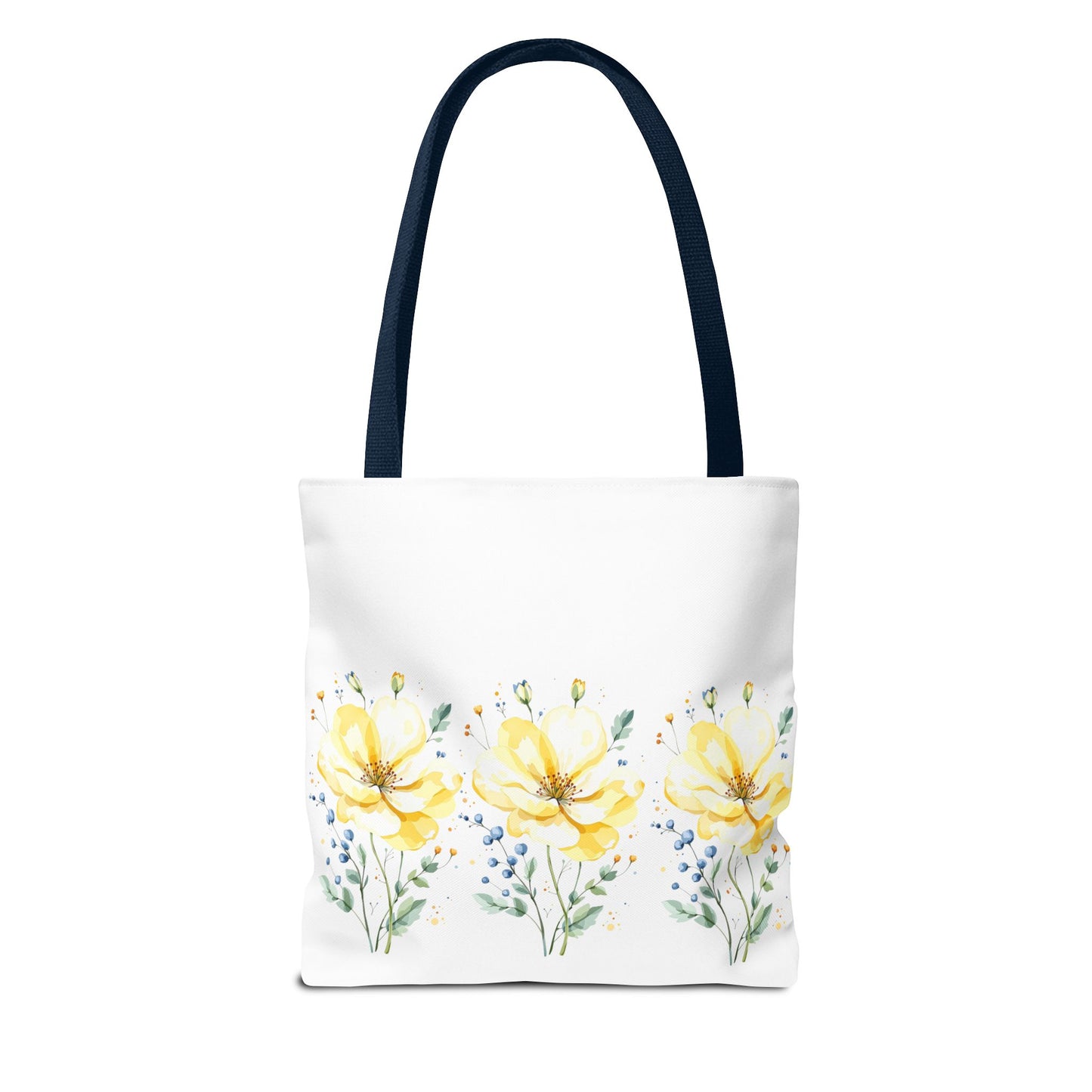Floral Peony Tote Bag — Yellow Watercolor Flowers on White