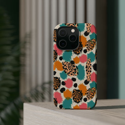 Leopard Splash Magnetic Impact Phone Case — Colorful Abstract Animal Print