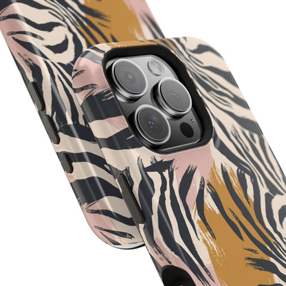 Zebra Brushstroke Magnetic Impact Phone Case,Africa Pattern