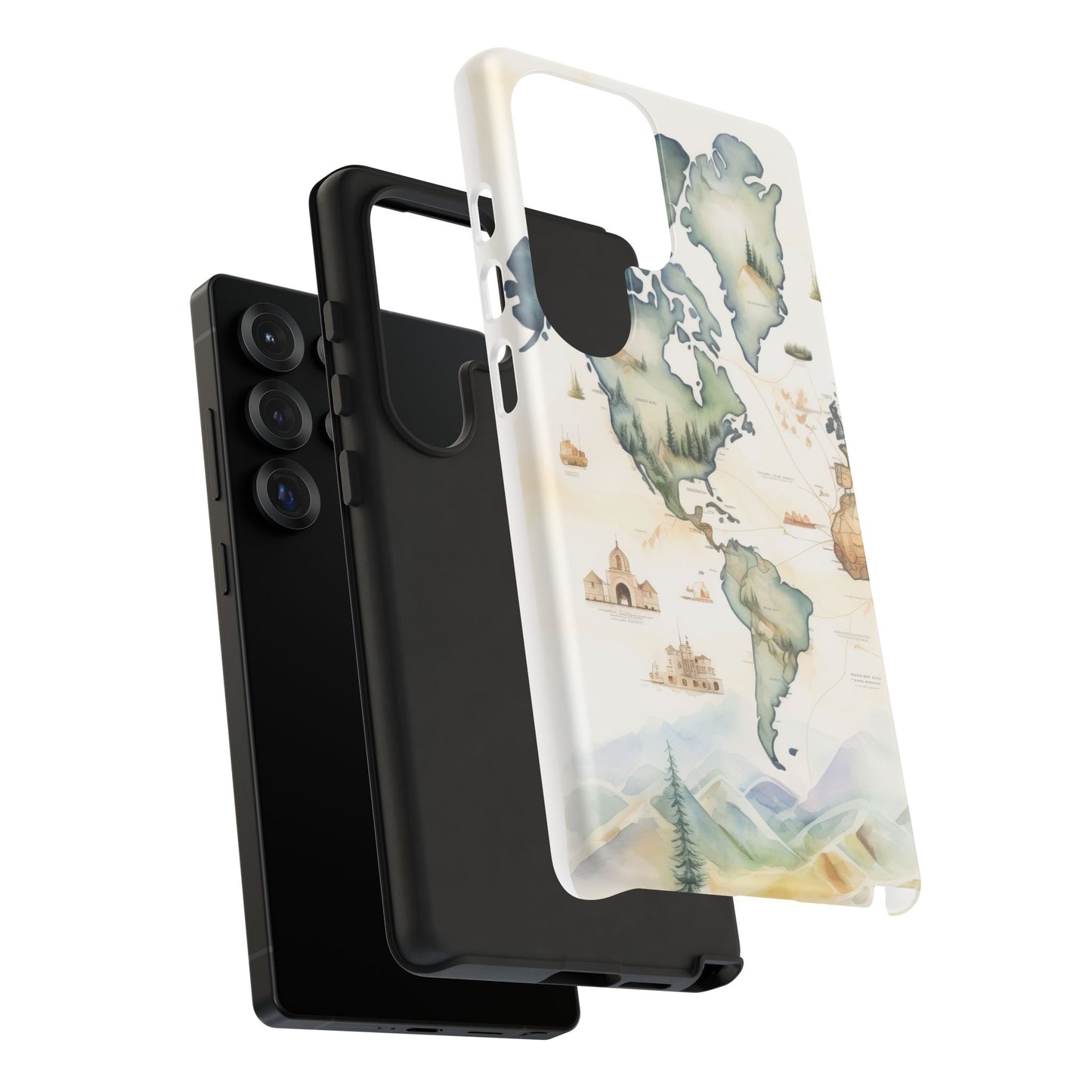 Hard Phone Case — Watercolor Fantasy Map Castle Design