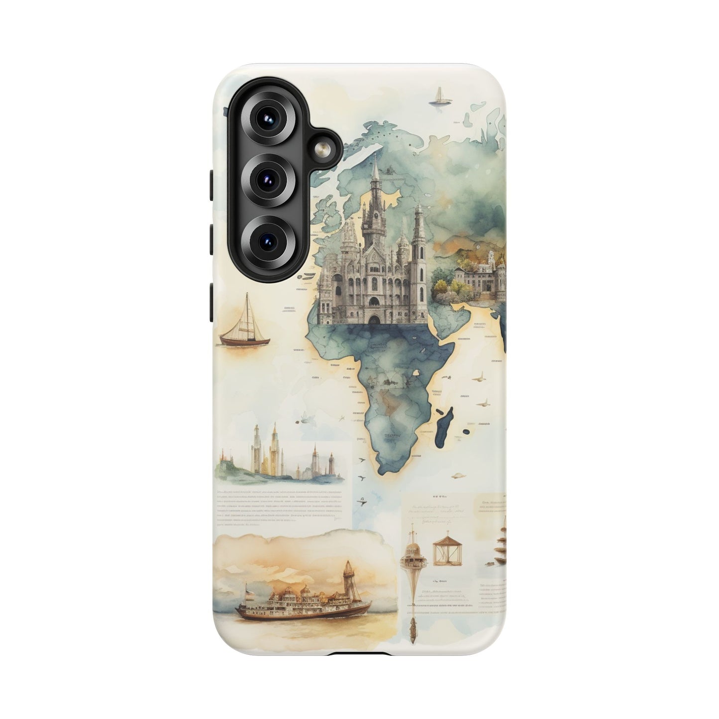 Hard Phone Case — Watercolor Fantasy Map Castle Design