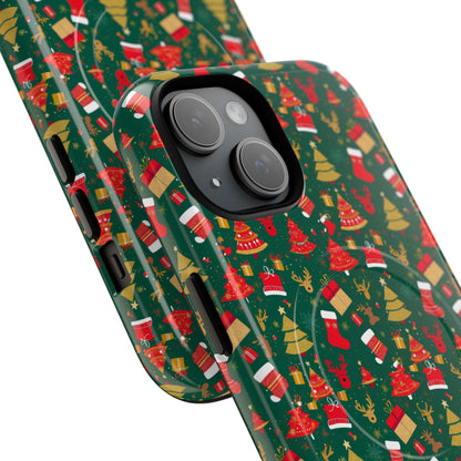 Christmas Tough Magnetic Phone Case | Festive Holiday Accessory | Cute Santa & Tree Design, Gift for Him/Her, Seasonal Tech