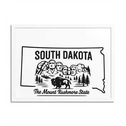 South Dakota State Framed Poster — The Evergreen State Vintage Map Print,Perfect Gift For Her,For Him.