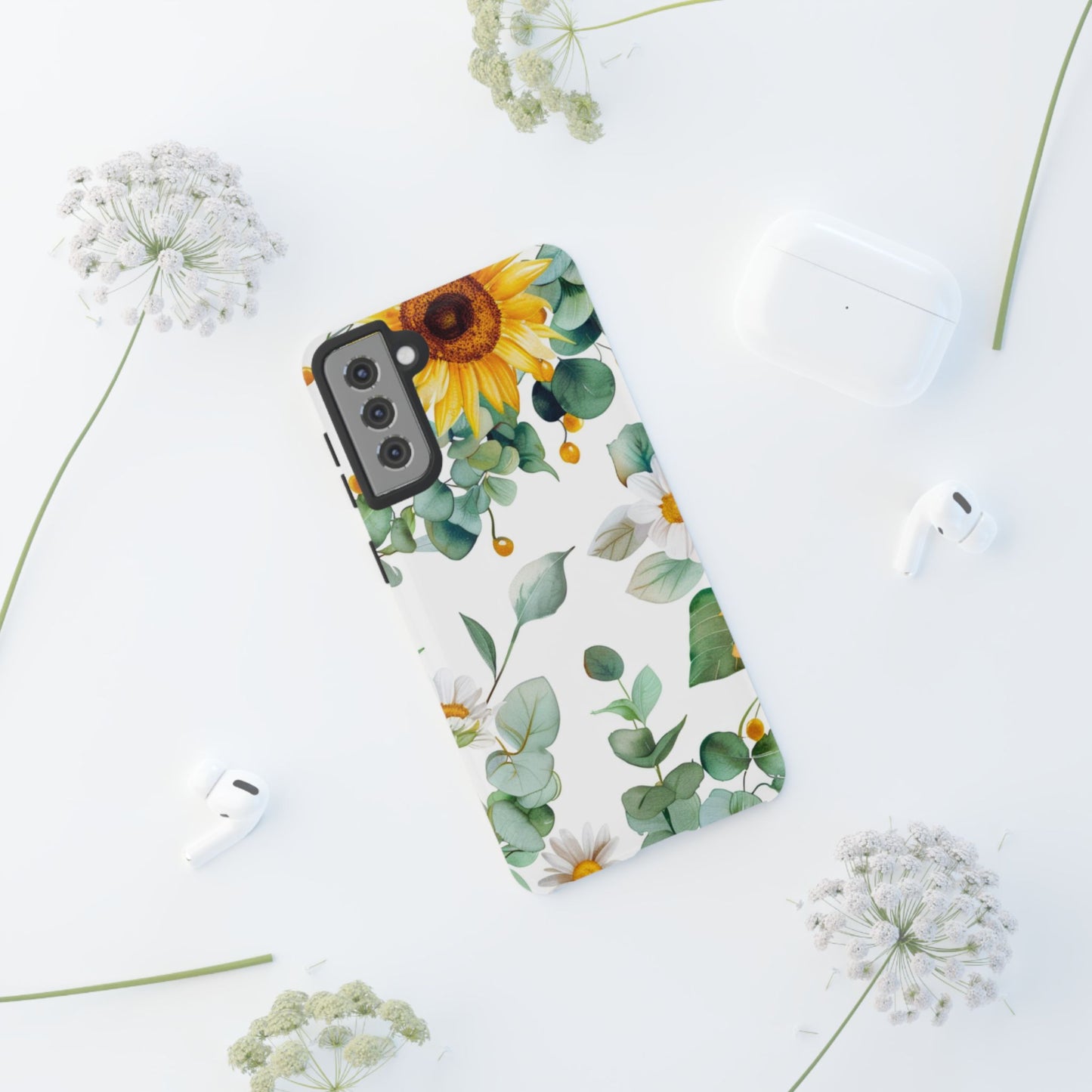 Sunflower & Eucalyptus Tough Phone Case — Protective Floral iPhone Case