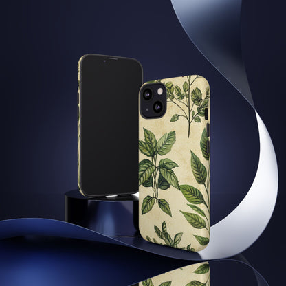 Botanical Leaves Tough Phone Case — Vintage Green Plant Print