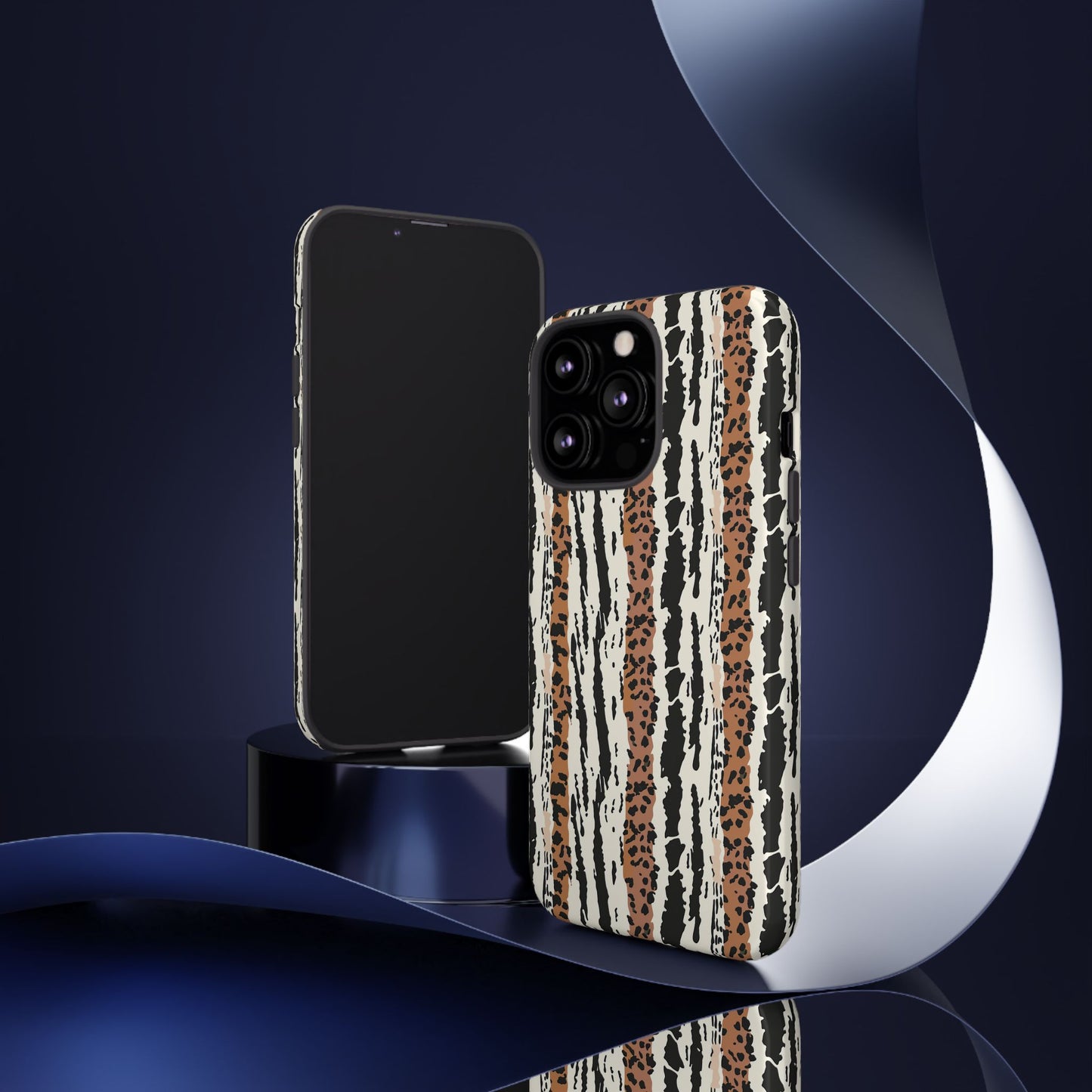 Animal Stripe Phone Case — Leopard & Zebra Pattern Tough Protective Cover,Africa Pattern .