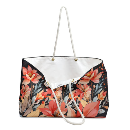 Floral Weekender Bag — Coral Blooms Travel Tote