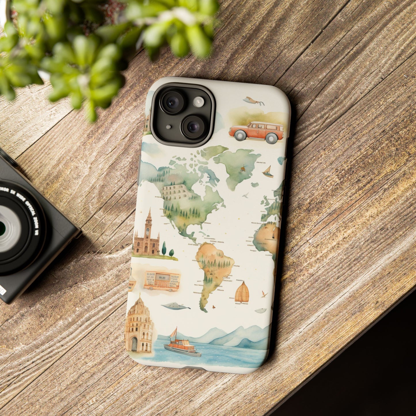 Hard Phone Case — Watercolor Fantasy Map Castle Design
