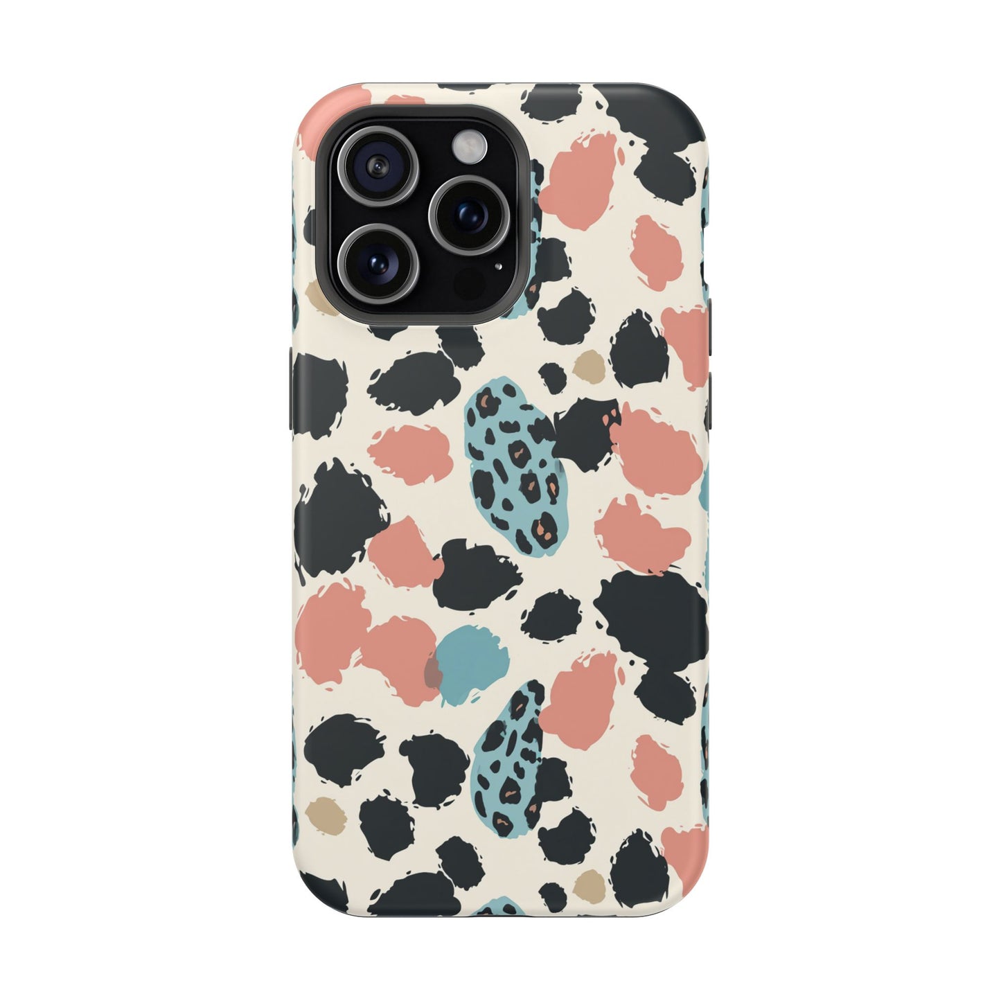 Leopard Splash Magnetic Impact Phone Case — Teal & Coral Animal Print