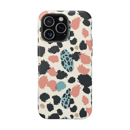 Leopard Splash Magnetic Impact Phone Case — Teal & Coral Animal Print