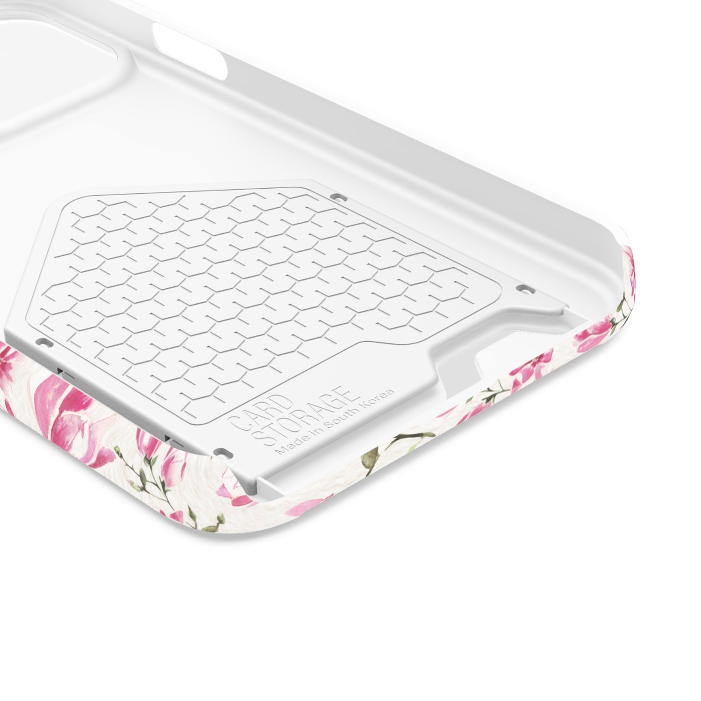 Chic Floral Phone Case with Card Holder for Princesses, Cute Floral Design, Gift for Her