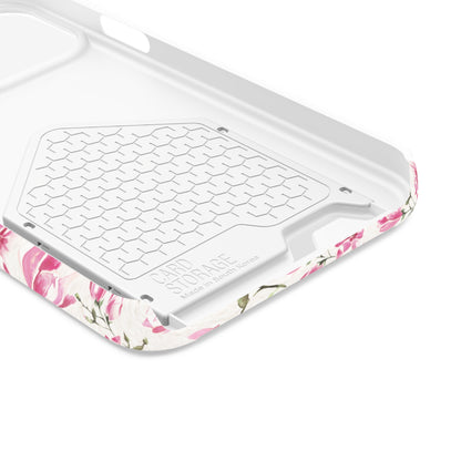 Chic Floral Phone Case with Card Holder for Princesses, Cute Floral Design, Gift for Her