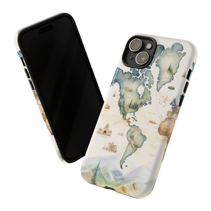 Hard Phone Case — Watercolor Fantasy Map Castle Design