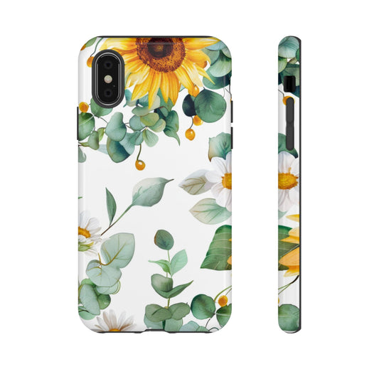 Sunflower & Eucalyptus Tough Phone Case — Protective Floral iPhone Case