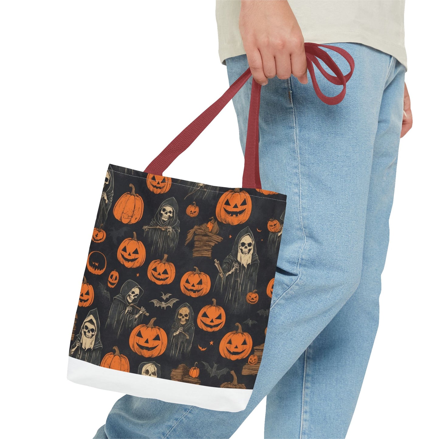 Halloween Pumpkin Tote Bag, Spooky Seasonal Eco-Friendly Bag, Trick or Treat Tote, Fall Accessory, Gifting for Halloween Lovers