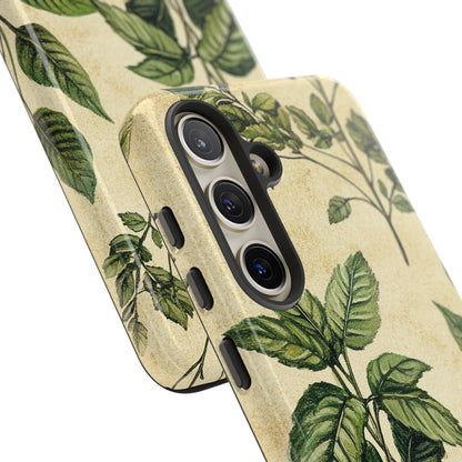 Botanical Leaves Tough Phone Case — Vintage Green Plant Print
